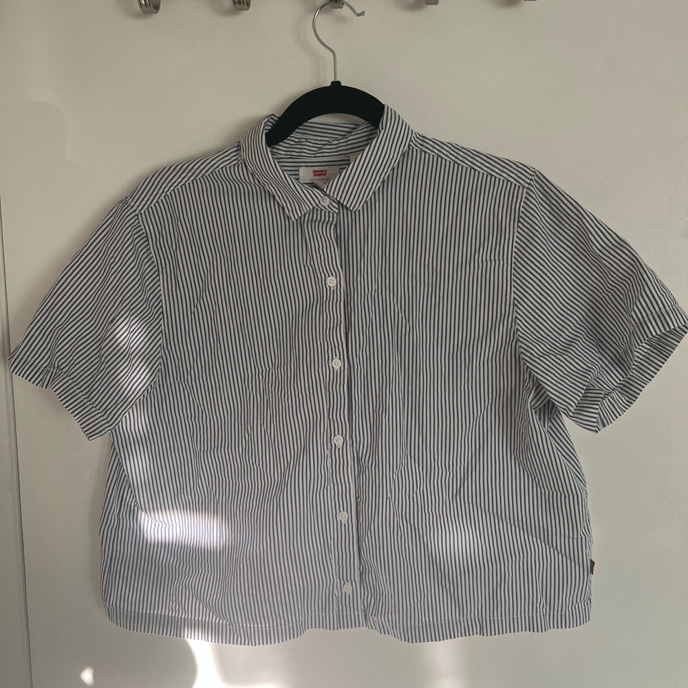 Levi's Blue and White Striped Shirt